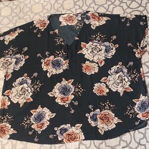 Maurices Dark Teal Floral Blouse